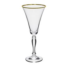 JOGO COM 6 TAÇAS PARA VINHO TINTO EM CRISTAL ECO DET DOURADO 230ML