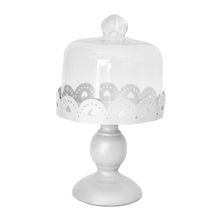 Prato Para Doces Coração Branco Com Cúpula 15x21cm 4174