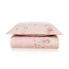 Jogo de Colcha com 1 Porta Travesseiro Solteiro Fadas Infantil 180 Fios Percal 100% Algodão Karsten