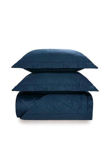 Jogo de Colcha Queen 270 Fios Cetim 2,40m x  2,55m 100% Algodão Domos Marinho Karsten